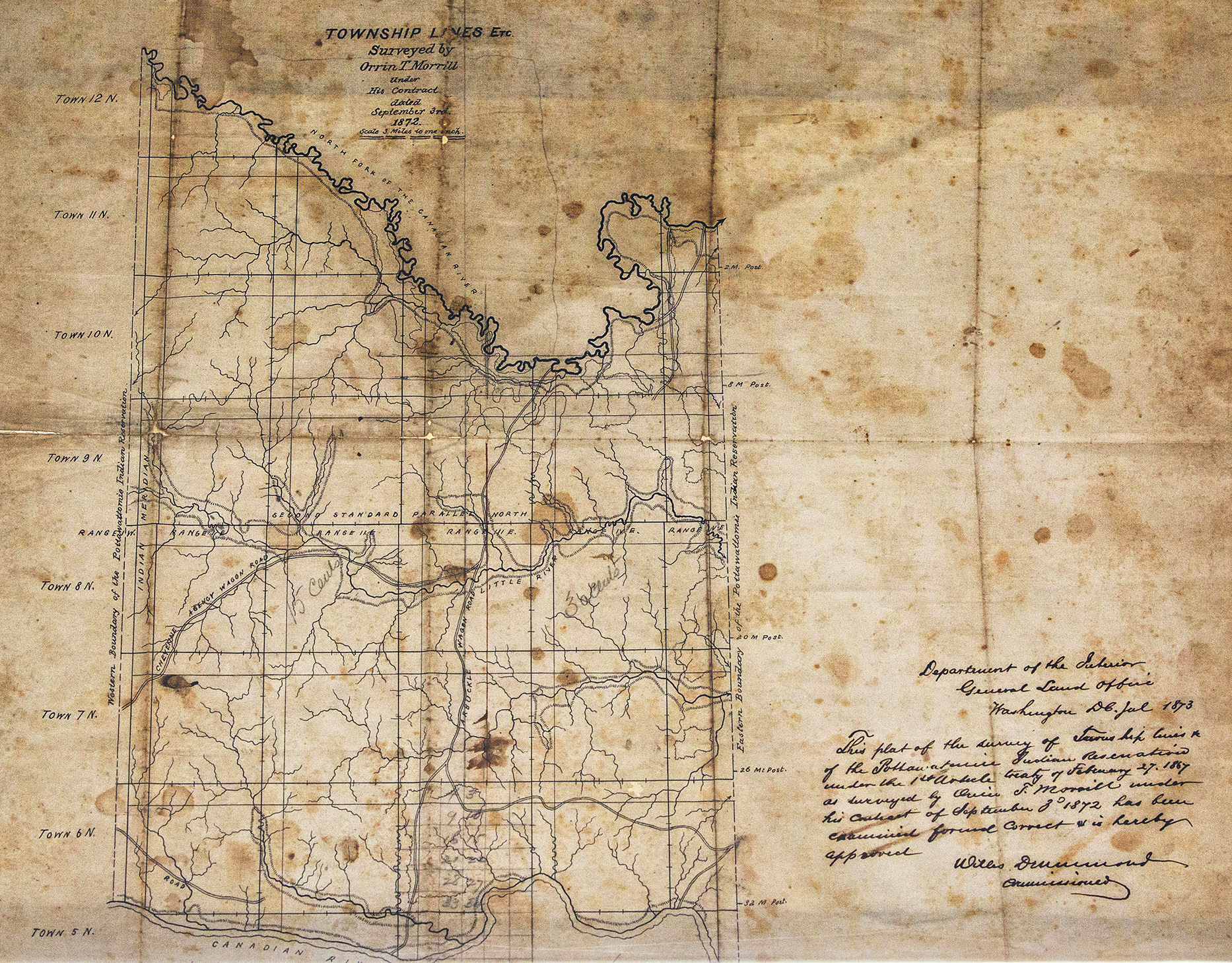 Plat of Pot tawatomie Indian Reservation. 1873