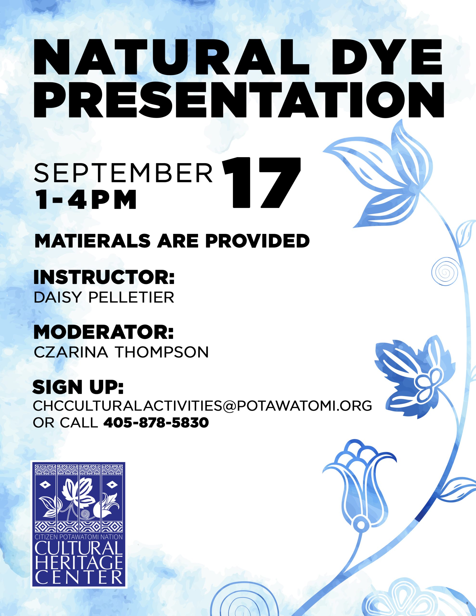 Natural Dye Presentation September 17 2025 1pm-4pm