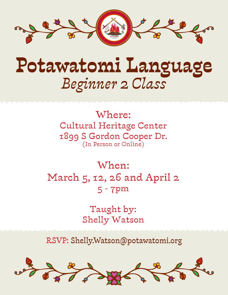 Potawatomi Language Beginner 2 Class